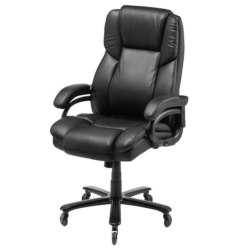 Black PU Leather Heavy-Duty Chair with Lumbar & Rocking Feature - 27.00 x 30.48 x 50.70 in