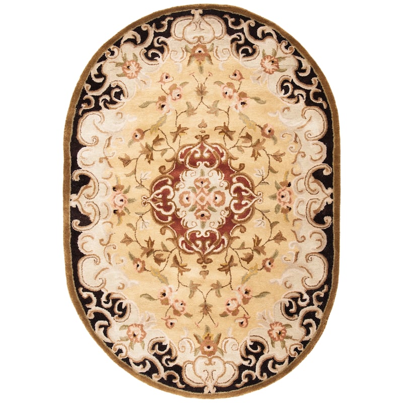 SAFAVIEH Handmade Classic Selvaggia Traditional Oriental Wool Rug - 4'6" x 6'6" Oval - Gold/Cola
