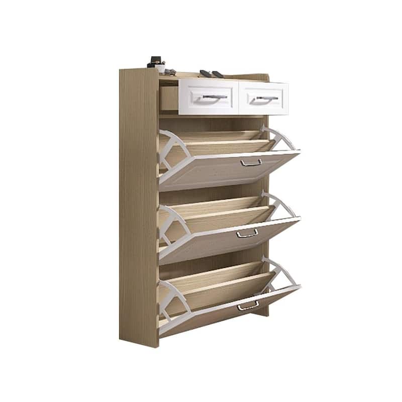 MDF Shoe Storage Cabinet with 3 Doors 2 Drawers