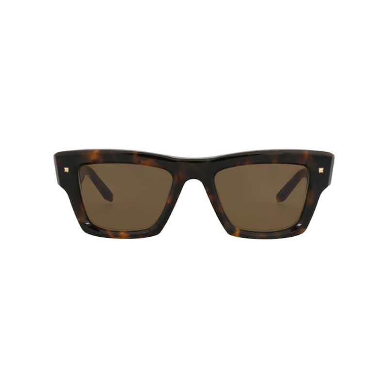 Valentino Square-Frame Acetate Sunglasses - Tortoise-Tortoise-Brown - Multi - Brown Lens