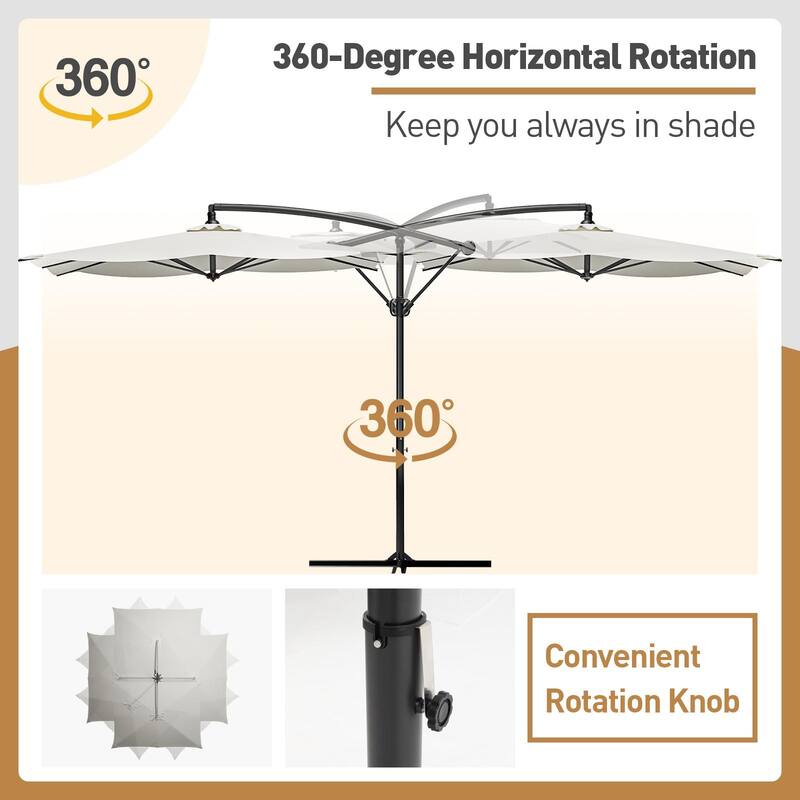 COSIEST 9 x 11.5 ft Cantilever Hanging Outdoor Umbrella w/360-degree Rotation