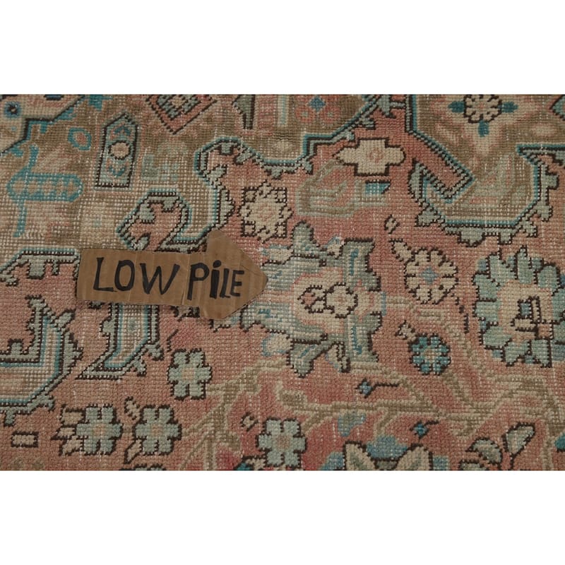 Pink Distressed Tabriz Persian Area Rug Hand-Knotted Wool Carpet - 6'8" x 9'0"