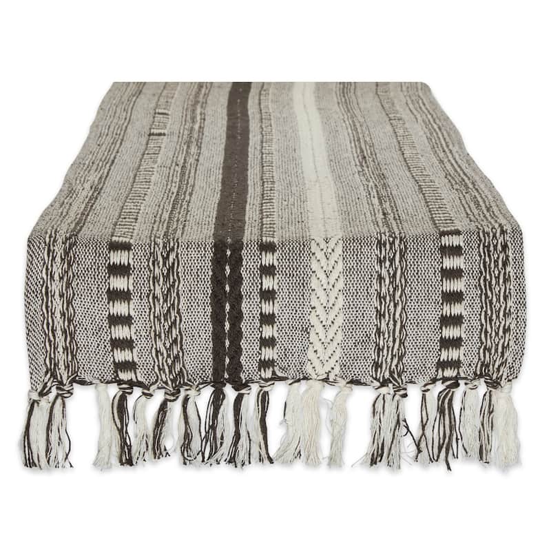 DII Black Braided Stripe Table Runner - 15x108" - Dark Brown