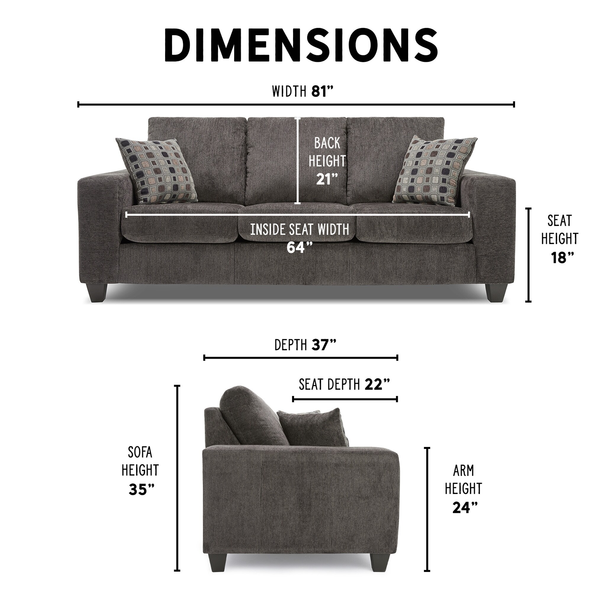 Shop True Seating Jackson Sofa Made In Usa Gray Loveseat On
