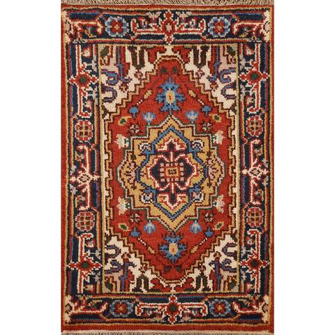 Geometric Traditional Heriz Serapi Rug Handmade Wool - 2'0" x 3'0"