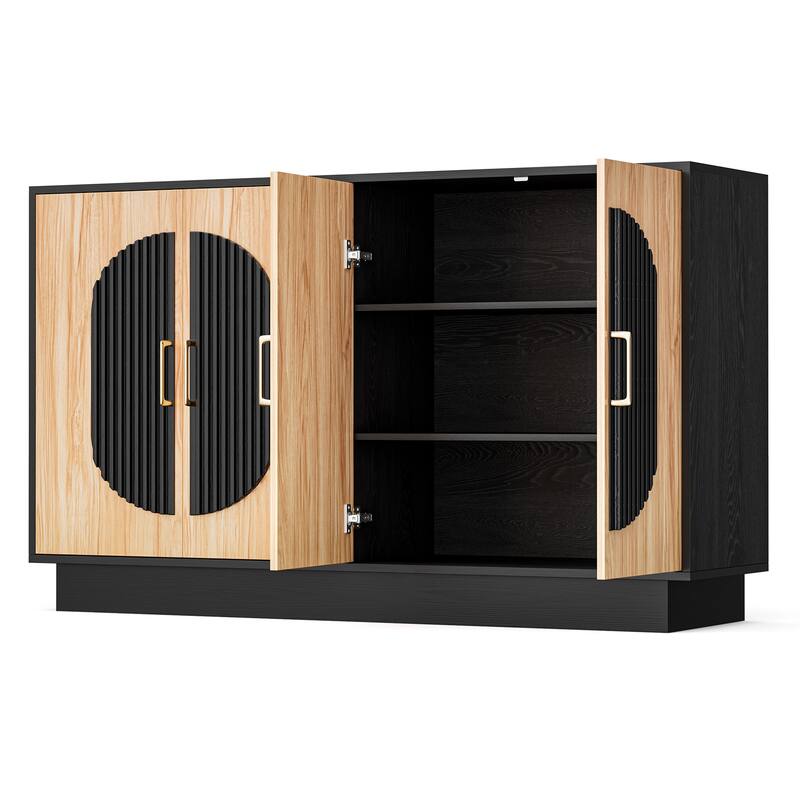 Sideboard Fluted Buffet Cabinet with Storage Adjustable Shelves