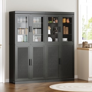 Solid Wood Stackable Cabinet&Sideboard with Adjustable Shelves