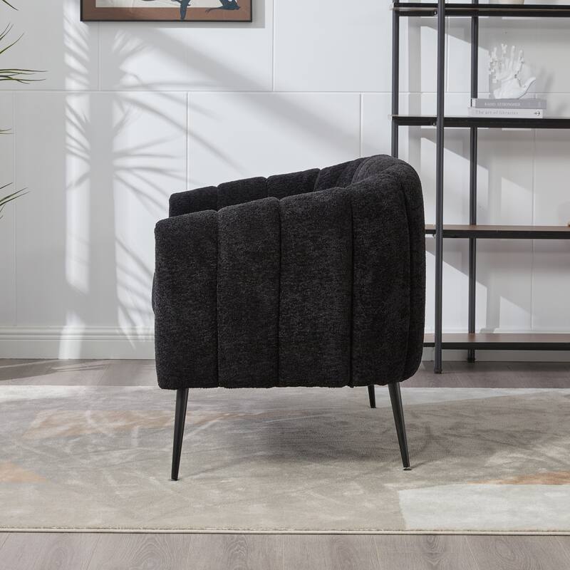 Upholstered Loveseat Accent Couch, Tufted 2-Seater Recliner Sofa, Lounge Sofa Settee with Metal Legs