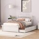 preview thumbnail 2 of 10, White Washed Twin Storage Bed with 2 Drawers&Slat Support , Wood Platform Bed with Storage and Headboard, No Box Spring Needed