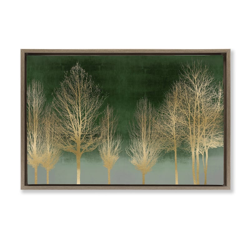 Stupell Gold Gradient Forest Framed Floater Canvas Wall Art Design By Kate Bennett - 31 x 21 - Brown