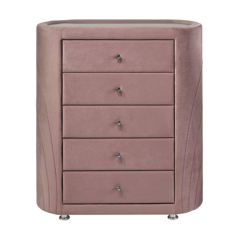 Kristia Pink Chest with Mirror Top and Metal Leg