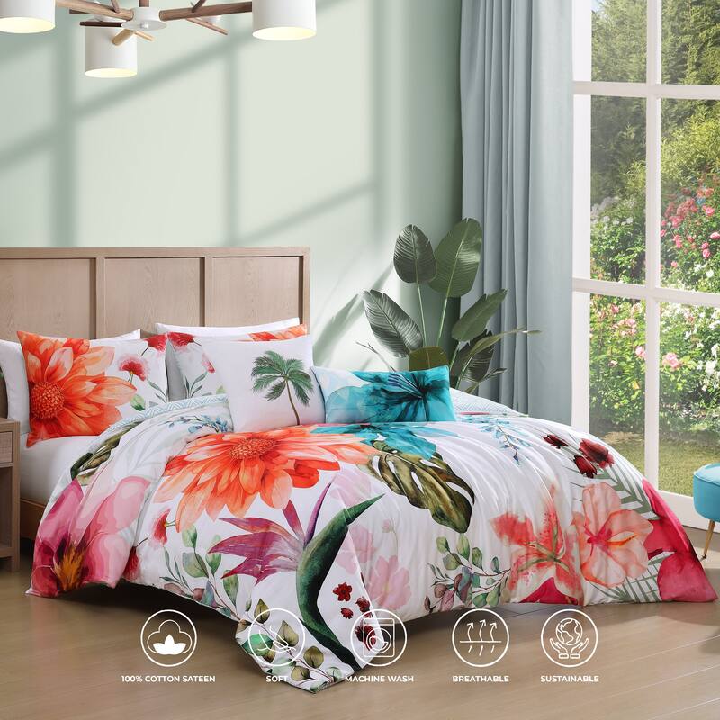 Bebejan Eden's Embrace 100% Cotton Sateen 5 Piece Reversible Comforter Set