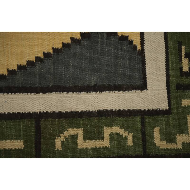 Hand Woven Oriental 100% Wool Carpet Southwestern Tribal Yellow & Gold Kilim Area Rug - 6' 7'' X 3' 8''