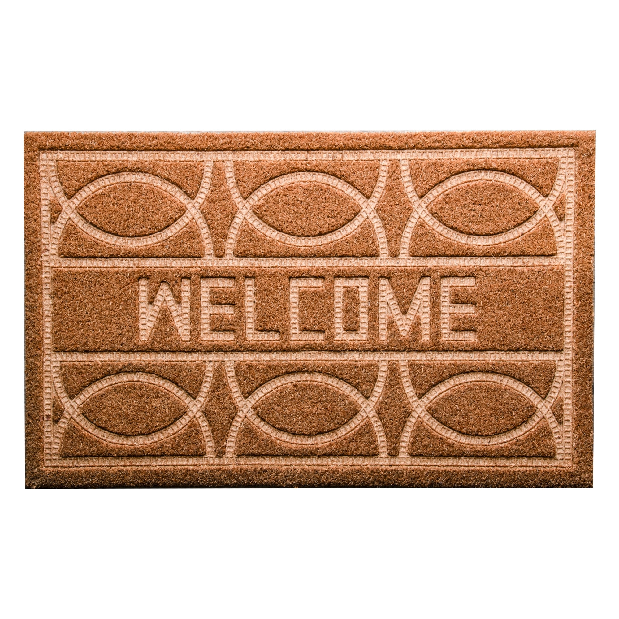 Embossed Coir Door Mat Geometric Pattern - Welcome