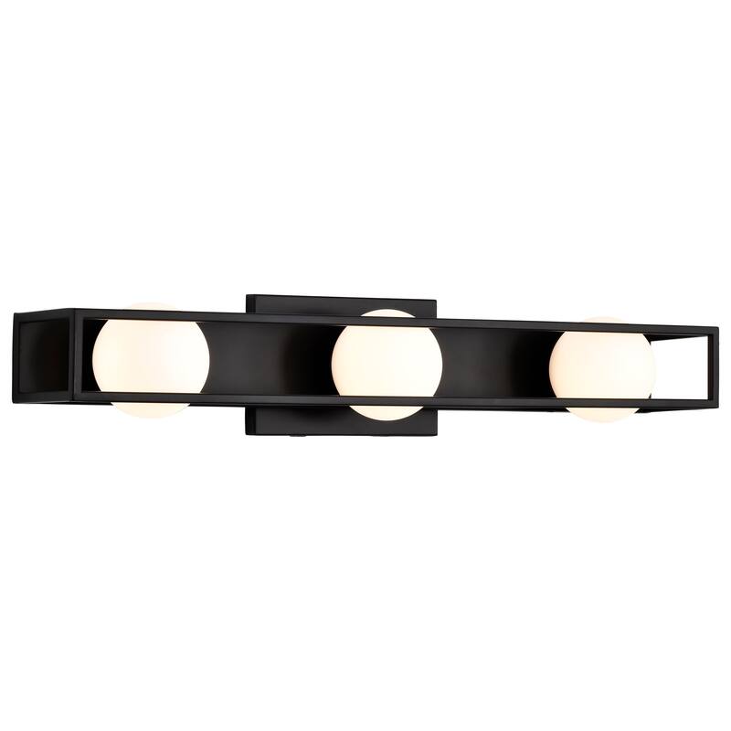 Jenkins 24 Inch 3 Light LED Vanity Matte Black with Frosted Glass
