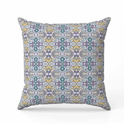 Floral Elegance Faux Suede Reversible Throw Pillow Blue and Yellow
