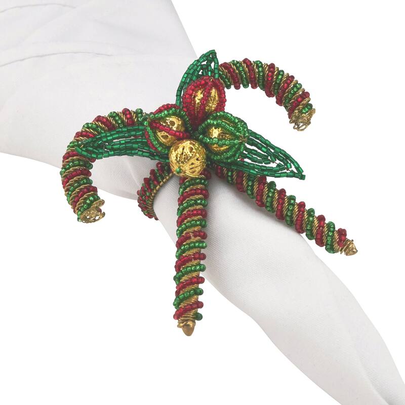 Christmas Napkin Rings With Candy Cane Design (Set of 4)