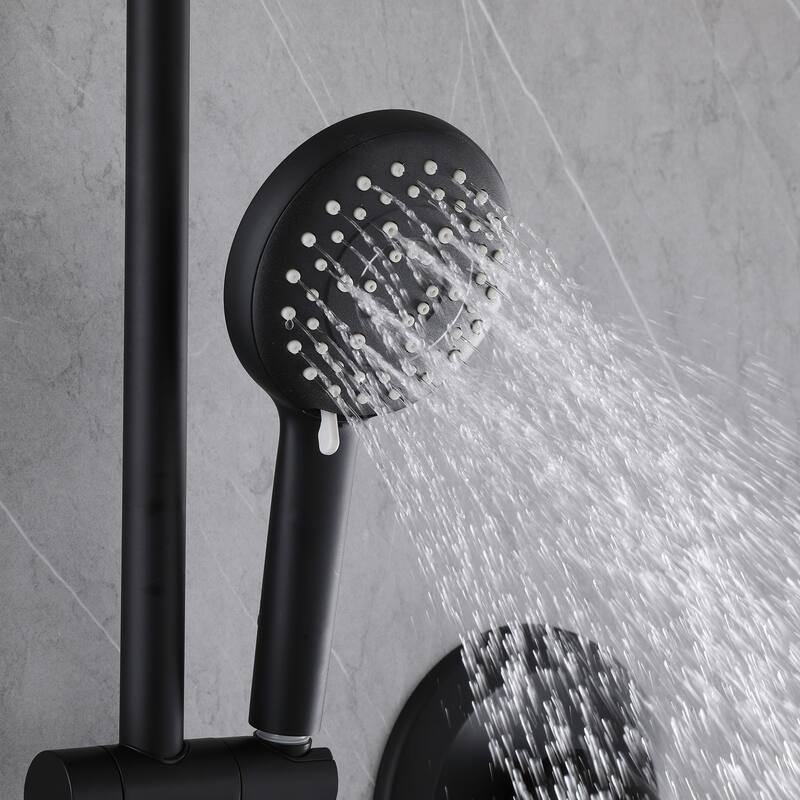 Modland 5-Spray Shower System - 10" Rainfall, Pressure Balance Valve, Matte Black/Gold/Nickel