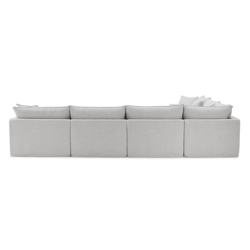 Furniture of America Caspian 6-Seater FSC & OEKO TEX Sectional Sofa with Feather Blend Cushions