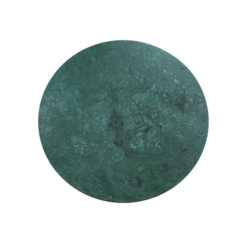 Walker Green Marble and Gold Round Side Table, 22"W x 22"D x 24"H by Sevita - 22"W x 22"D x 24"H