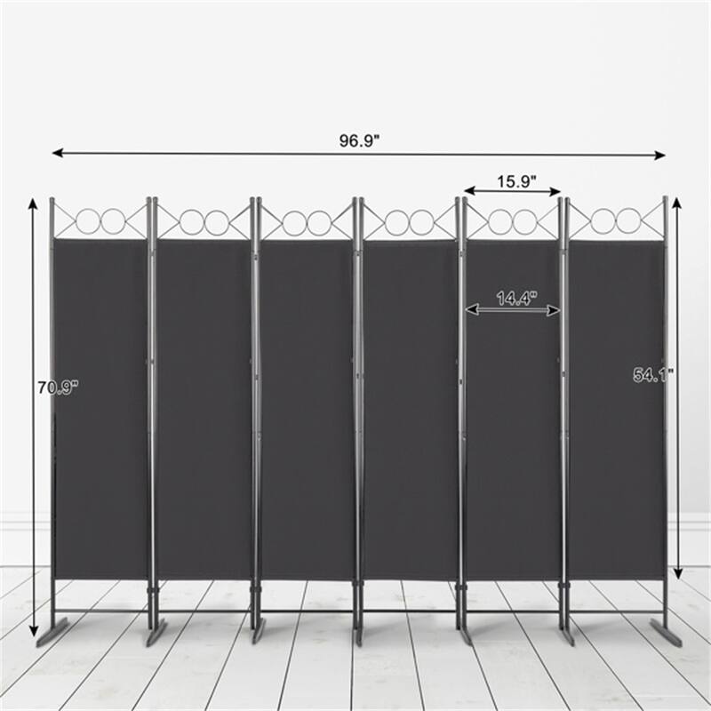 6-Fold Top with Plastic Feet Carbon Steel Frame Foldable Screen