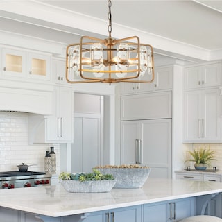 18" Modern Gold 4-Light Crystal Chandelier Ceiling Light