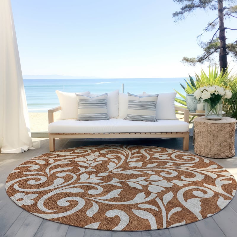 Machine Washable Indoor/ Outdoor Chantille Traditional Elegant Rug - Paprika - 8' x 8'