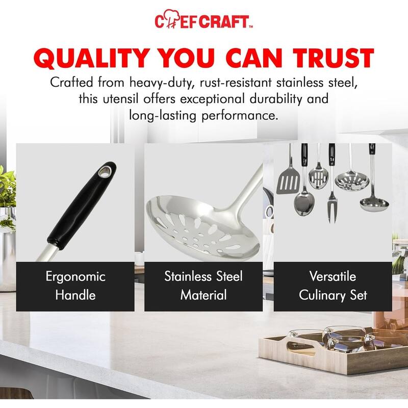 Chef Craft 13.75" Heavy Duty Stainless Steel Slotted Skimmer Spoon