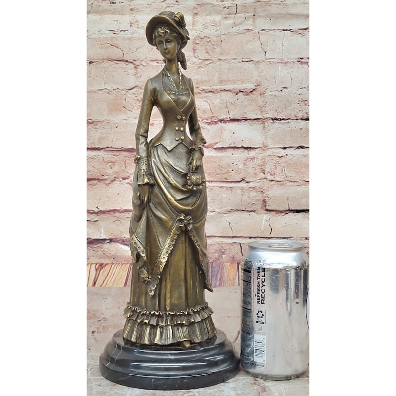 Victorian Lady In Ornate Gown – Refined Bronze Statue For Clic Décor By Vitaleh