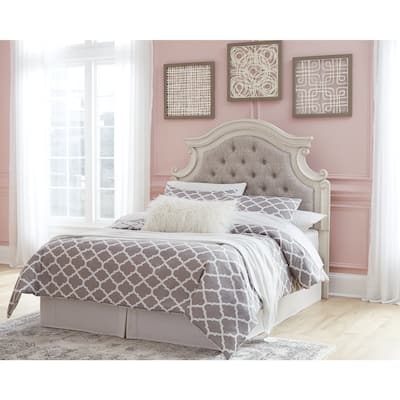 Signature Design by Ashley Realyn Antique White Full Upholstered Panel Headboard