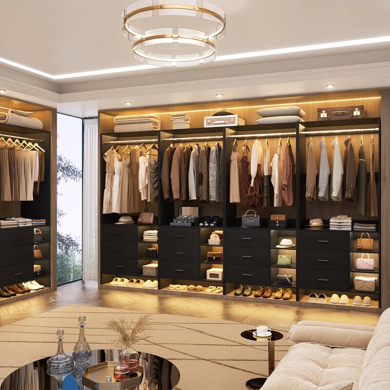 Cimly 30'' W Freestanding Closet Sytem with Hanging Rod, Closet Organizer with Drawers and Shelves