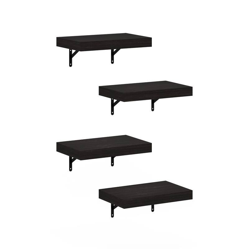 Furinno Tanna 15-Inch Wall Mounted Floating Display Shelves, Natural, Set of 4 - Tobacco Oak