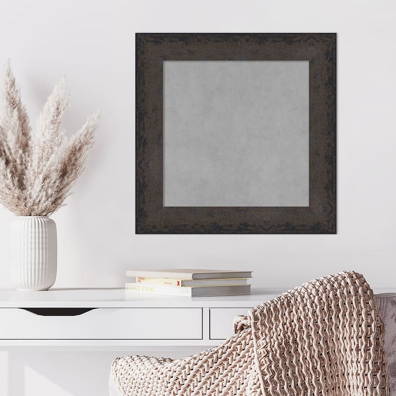 Amanti Art Dappled Black Brown Framed Magnetic Board