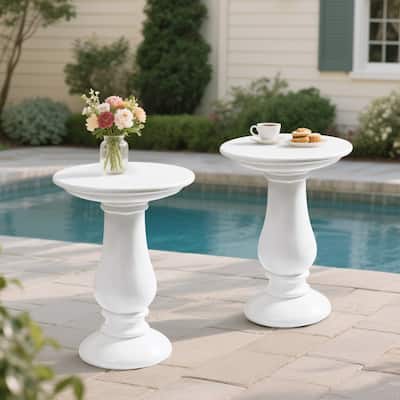 16 in. Magnesium Oxide Outdoor/Indoor Round Side Tables (Set of 2)