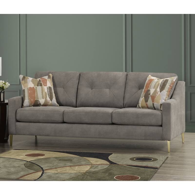 Weston Retro-Modern Grey Fabric Tufted Sofa and Loveseat Set