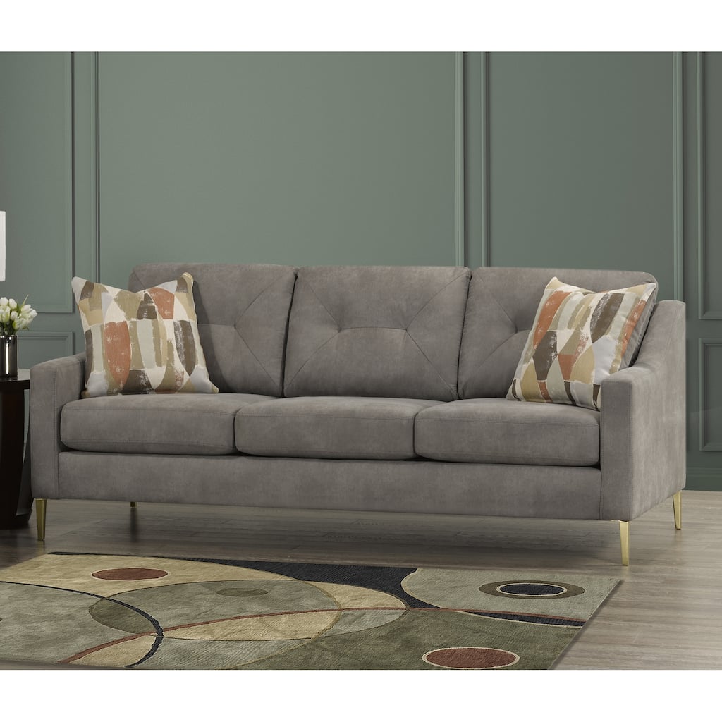 Weston Retro-Modern Grey Fabric Tufted Sofa
