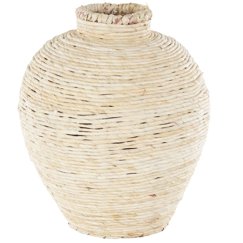 Seagrass Handmade Wrapped Pot Decorative Vase - Cream - Roche River Decor - Cream