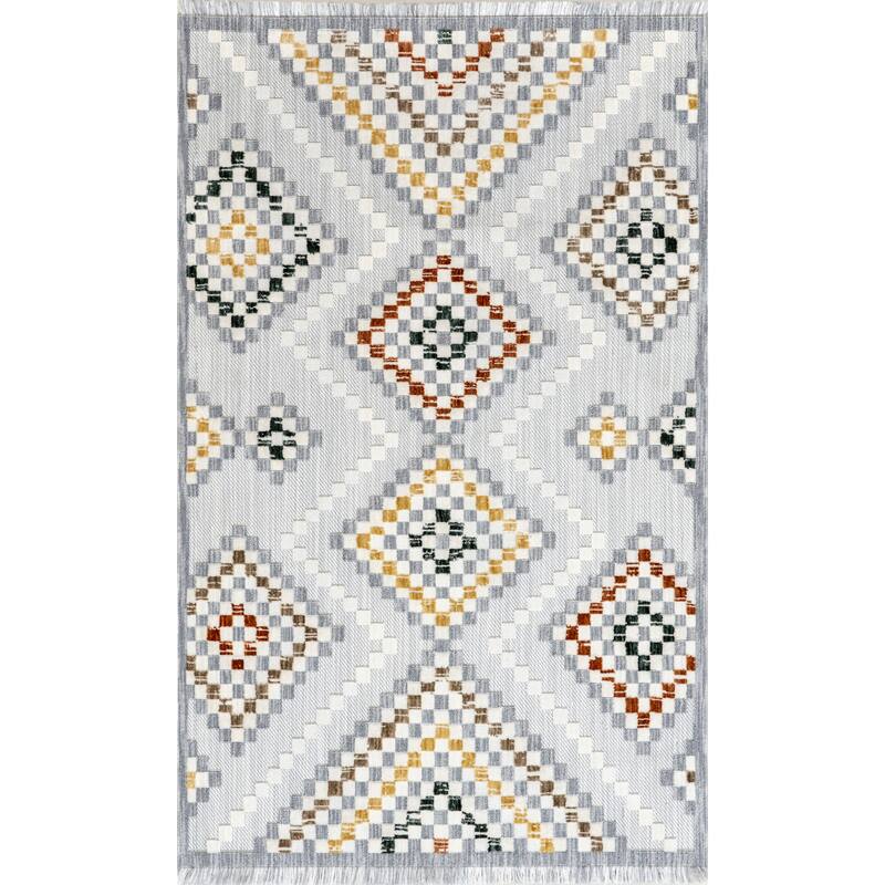 Nuloom Marceline Colorful Modern Diamond Fringe Area Rug