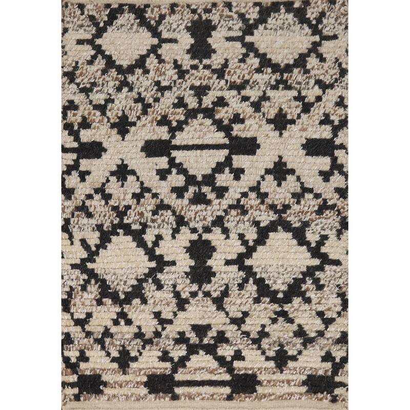 Geometric Moroccan Indian Rug Hand-Knotted Foyer Wool Carpet - 2'0"x 3'0"