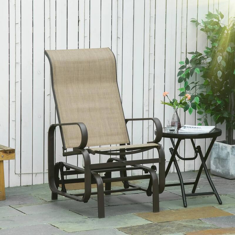 Gliding Lounger Chair with Lightweight Metal, Mesh Construction - Stane