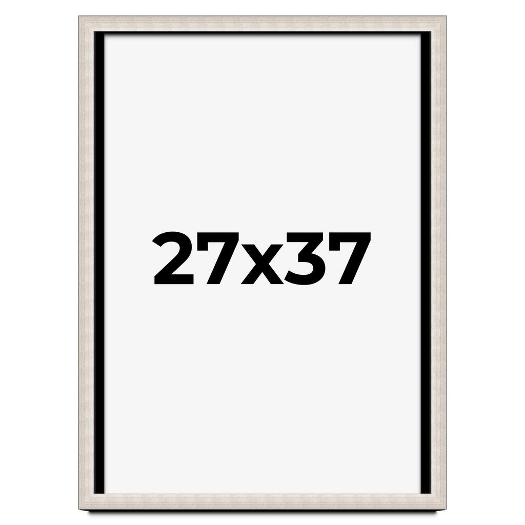 27x37 Shadow Box Frame Silver Real Wood Contemporary Shadowbox Display Frame UV Acrylic Front Acid Free Backing and Hardware