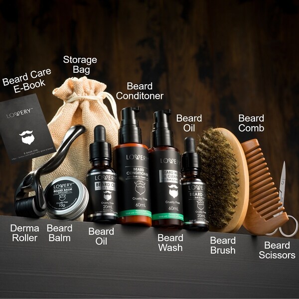 Men's 12-Pc. Beard Grooming & Growth Kit Beard Trimming Gift Set