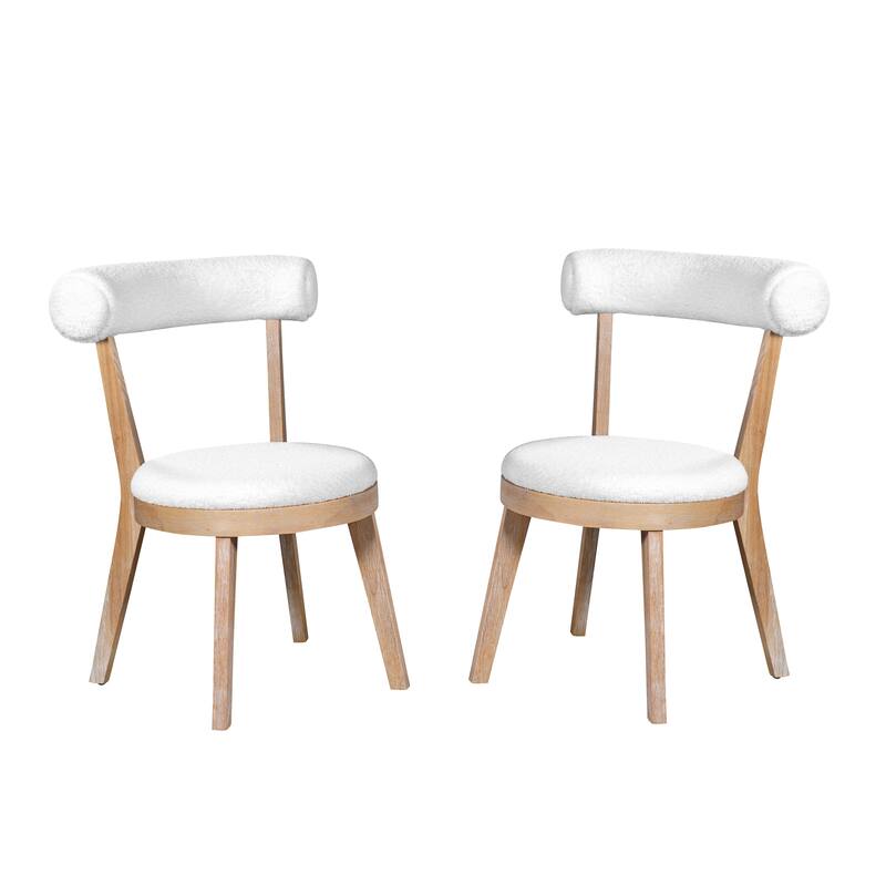 Set Of 2 Modern Upholstered Dining Chairs,Rubberwood, Natural+Beige - Beige+Natural