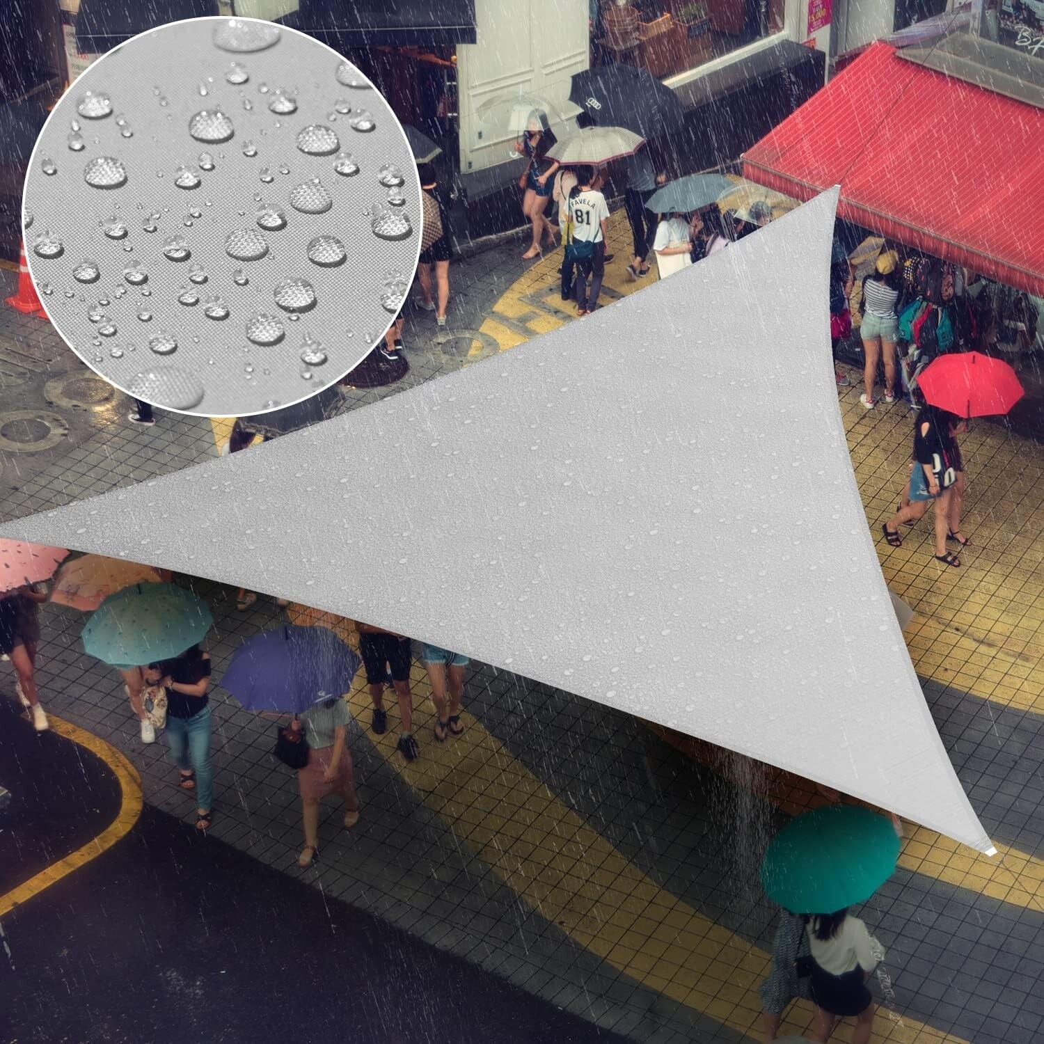 Custom 13' x 22' x 25.6' Waterproof Grey Triangle Sun Shade Sail, UPF50+ 98% UV Block, Outdoor Patio Cover