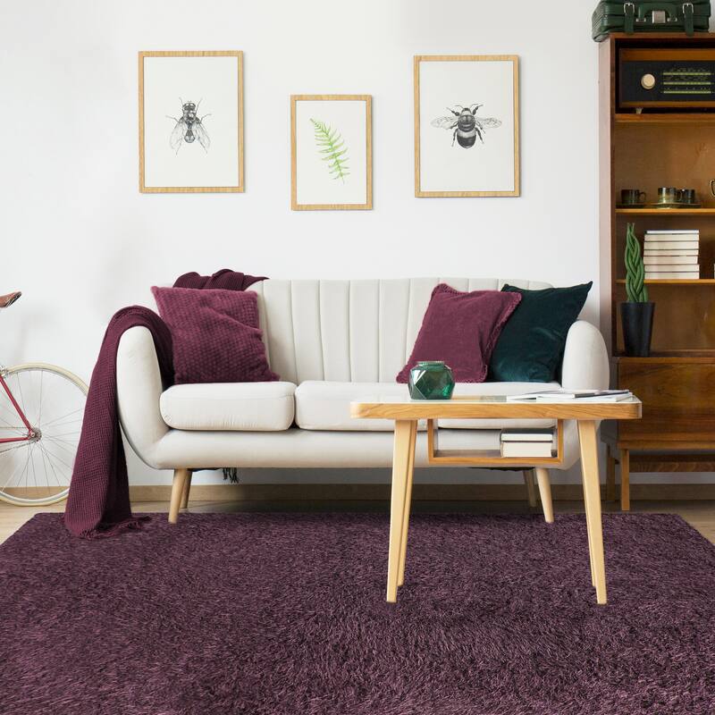 Superior Hand-tufted Plush Solid Shag Indoor Area Rug