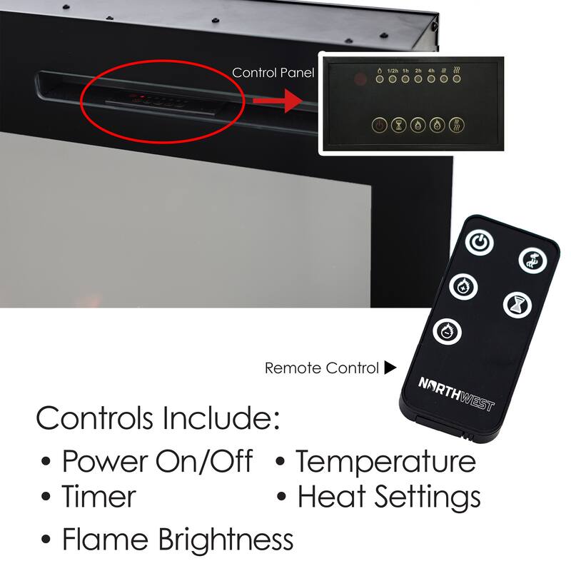 Hastings Home 36-Inch Electric Fireplace, Black - 36" x 21.5" x 5.5"