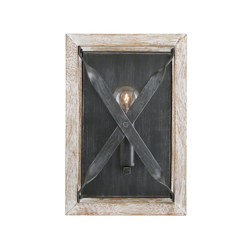 Remi 1-light Brushed White Wash & Nordic Iron Wall Sconce