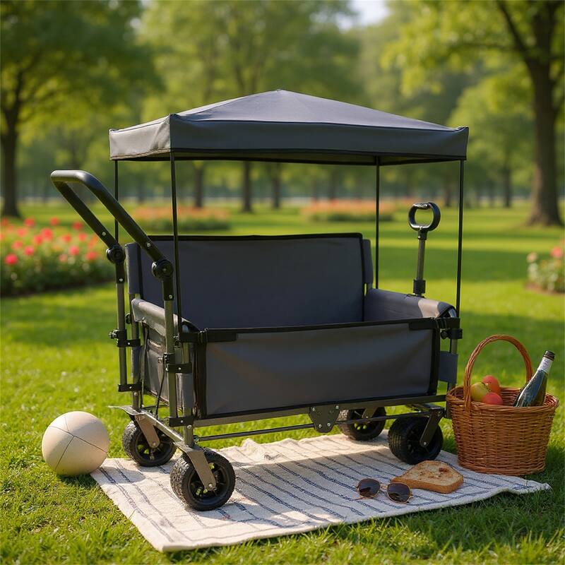 Folding Wagon with Bench Seat & Canopy