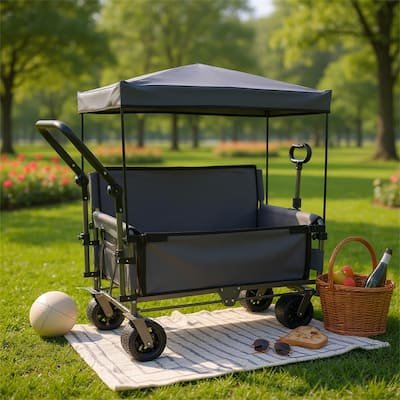 Folding Wagon with Bench Seat & Canopy