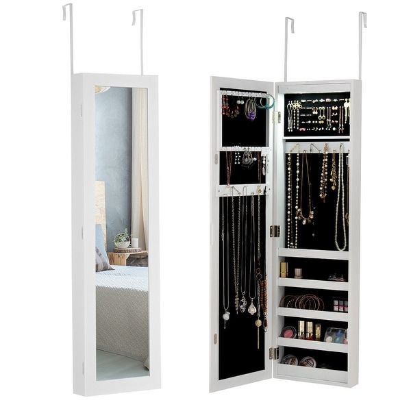 Shop Costway Wall & Door Mounted Mirrored Jewelry Cabinet ...